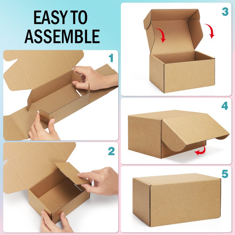 Poever Shipping Boxes 7x5x2 inches Brown Small Mailing Boxes 25 Pack Cardboard Corrugated Box Mailers - Image 3